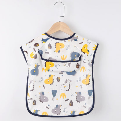 Baby Kids Toddler Long Sleeve Scarf Waterproof Art Smock Feeding Bib Apron Pocket Infant Boys Girls Burp Cloth Bandana Bibs