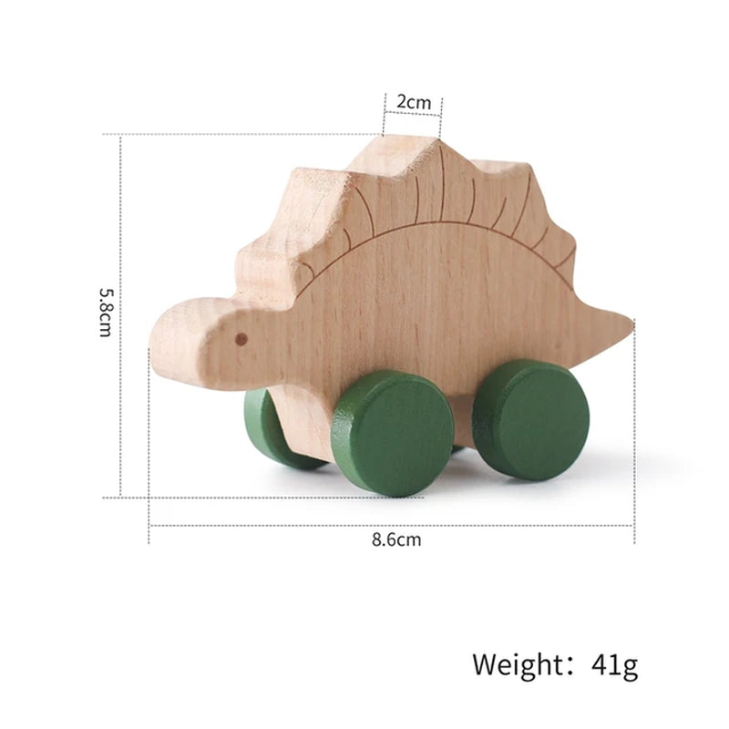 1PC Baby Toy Beech Wood Block Cartoon Dinosaur Car Educational Montessori Toy Baby Teething Play Gym Baby Birthday Gift Products