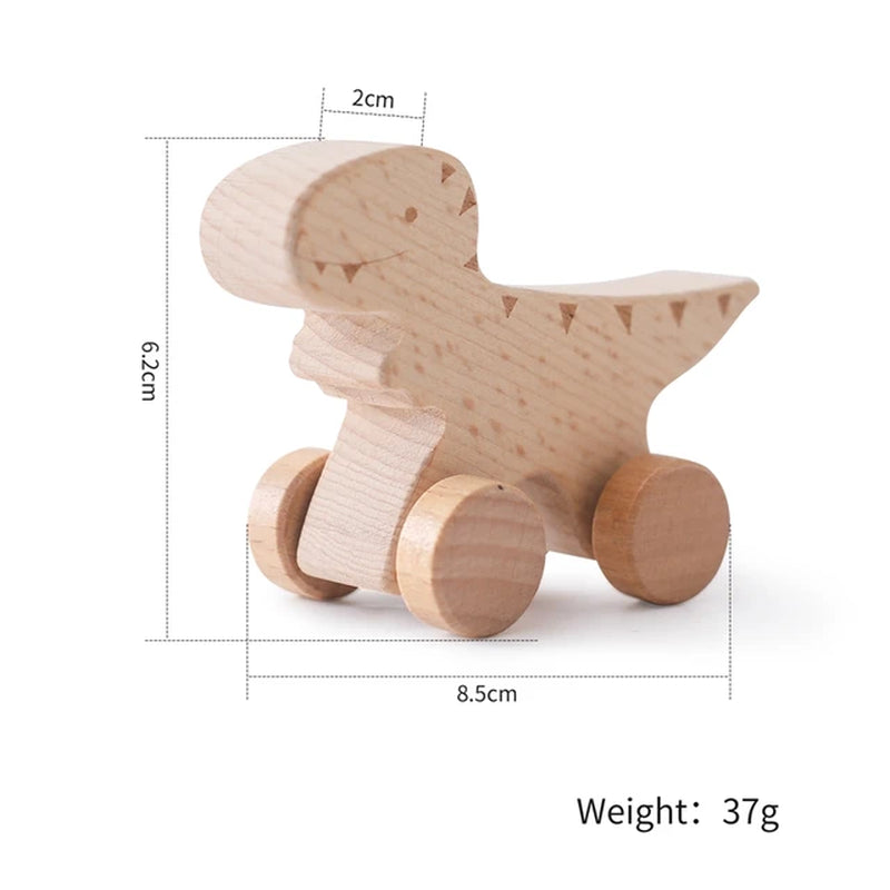 1PC Baby Toy Beech Wood Block Cartoon Dinosaur Car Educational Montessori Toy Baby Teething Play Gym Baby Birthday Gift Products