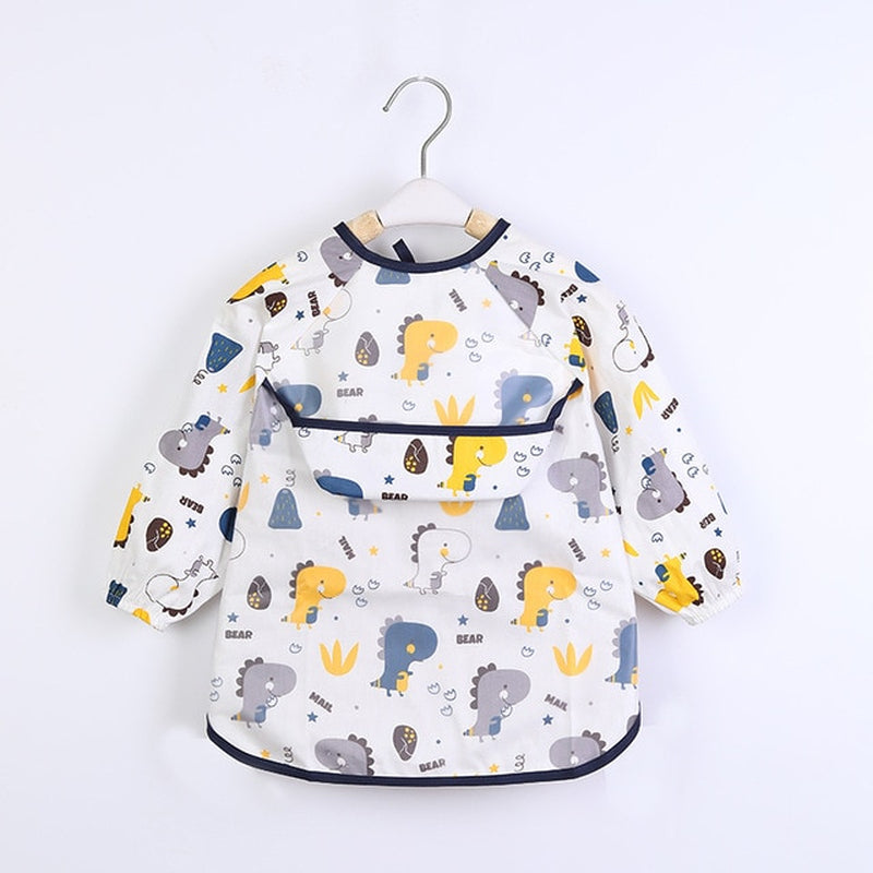 Baby Kids Toddler Long Sleeve Scarf Waterproof Art Smock Feeding Bib Apron Pocket Infant Boys Girls Burp Cloth Bandana Bibs