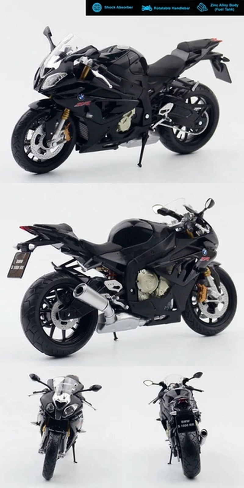 1/12 BMW S1000RR Motorcycle Toy 1:12 RMZ City Diecast Metal Racing Model Super Sport Miniature Collection Gift for Boy Children