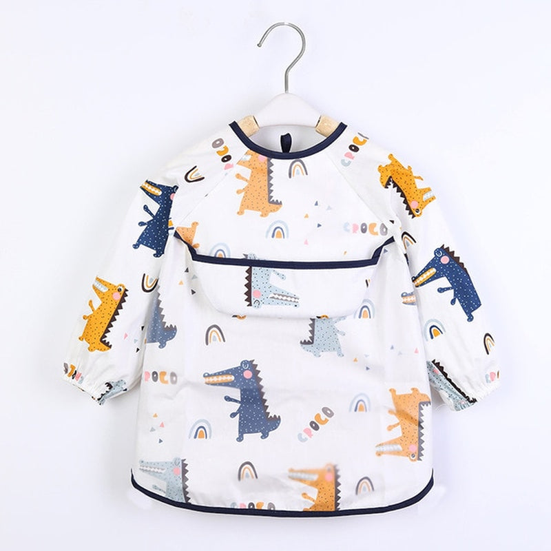 Baby Kids Toddler Long Sleeve Scarf Waterproof Art Smock Feeding Bib Apron Pocket Infant Boys Girls Burp Cloth Bandana Bibs