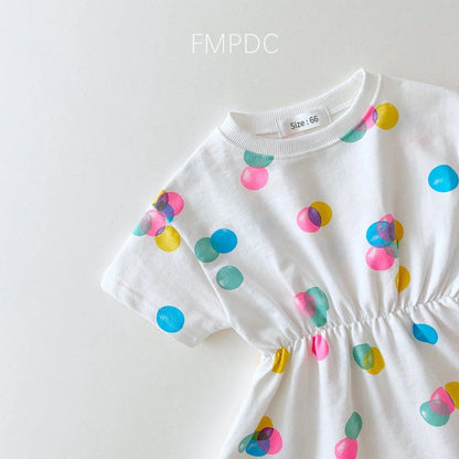 Baby Girl Dress High Quality 2023 Korean Toddler Baby Girl Cotton Colorful Balloon Dress 1-3 Years Kids T-Shirts Casual Dress