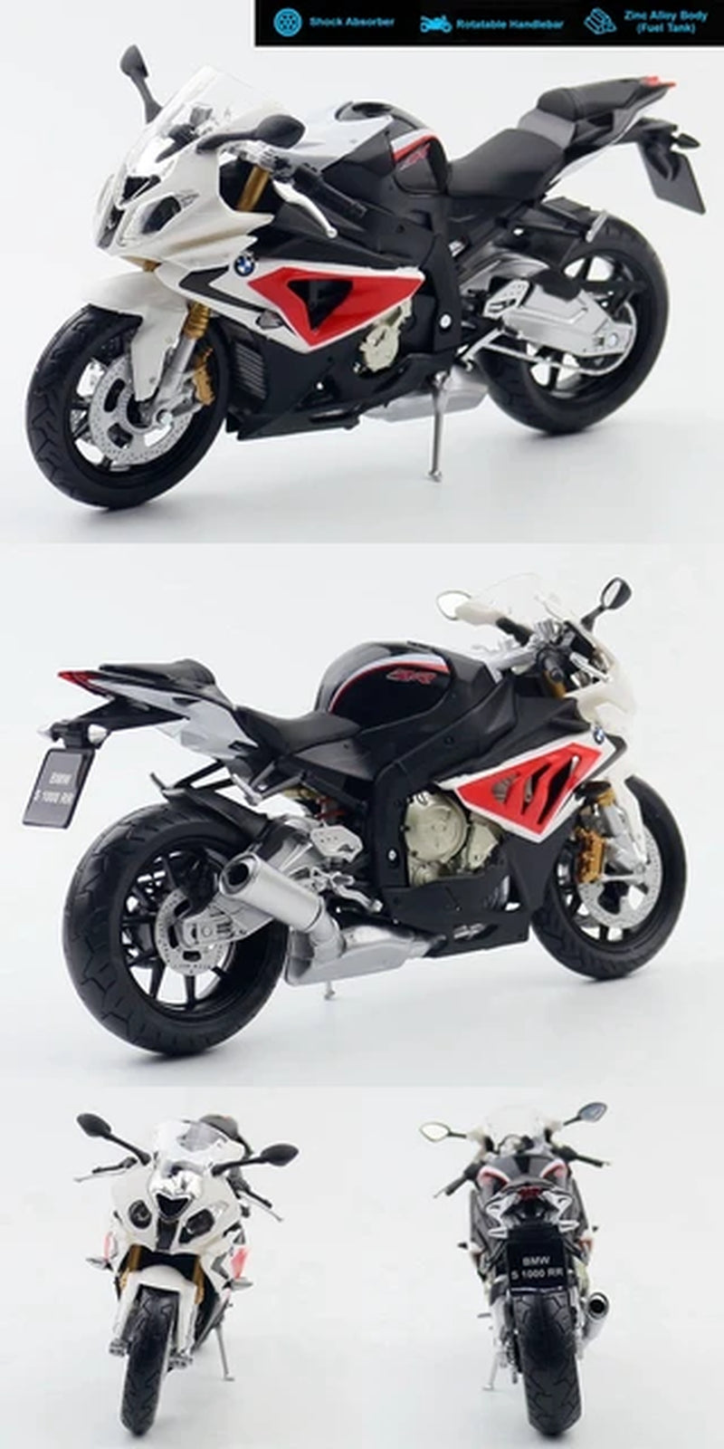 1/12 BMW S1000RR Motorcycle Toy 1:12 RMZ City Diecast Metal Racing Model Super Sport Miniature Collection Gift for Boy Children