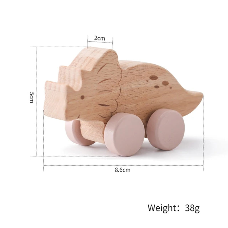 1PC Baby Toy Beech Wood Block Cartoon Dinosaur Car Educational Montessori Toy Baby Teething Play Gym Baby Birthday Gift Products