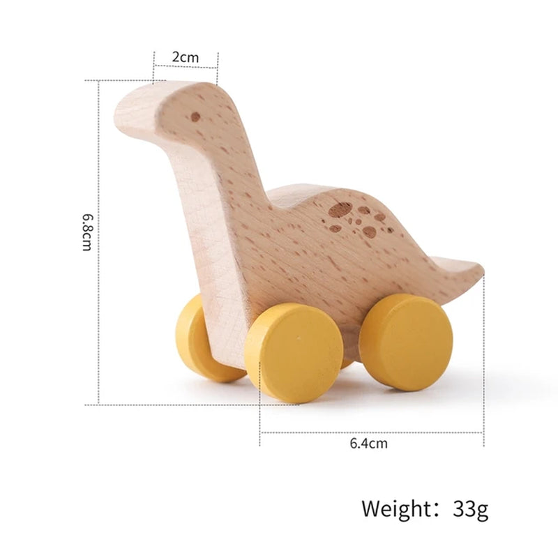 1PC Baby Toy Beech Wood Block Cartoon Dinosaur Car Educational Montessori Toy Baby Teething Play Gym Baby Birthday Gift Products